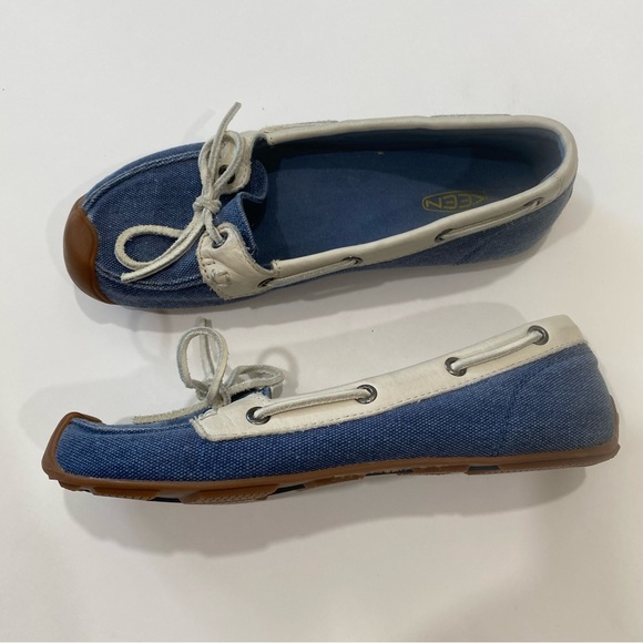Keen Catalina boat shoes canvas blue and white womens 9 - Picture 4 of 8
